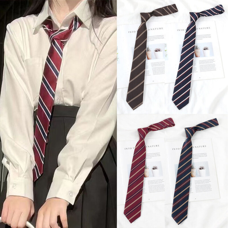 Gravata listrada vintage, Uniforme japonês JK Roupas Acessórios, Gravata Versátil, Moda Estudante