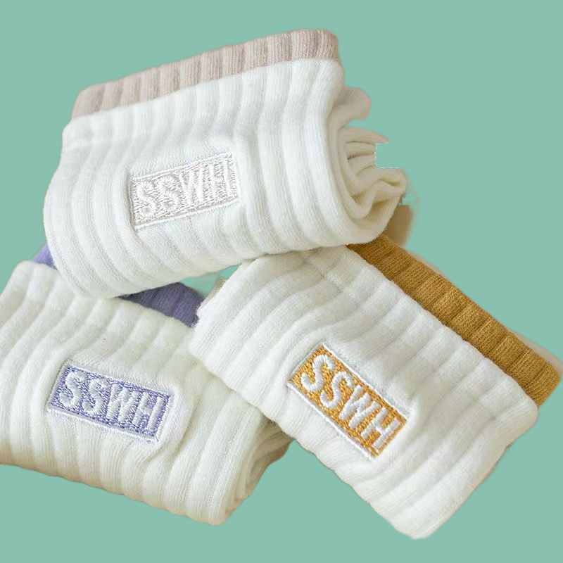 Calcetines de algodón de alta calidad para mujer, medias de tubo medio, informales, Jacquard, con letras, 5/10 pares