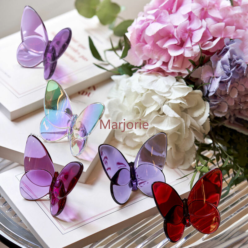 Ornements papillon en cristal glaçure colorée, décoration de la maison, cadeaux de fête de vacances, artisanat ouvertement esthétique de la chambre