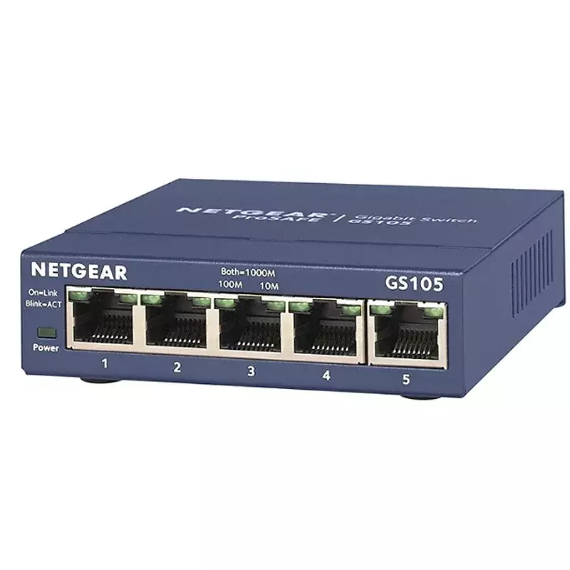 Netgear GS105 Gigabit Switch 5-Port 10/100/1000 Gigabit Ethernet, Bandwidth 10 Gbps, Home, Office, Unmanaged Desktop Switch