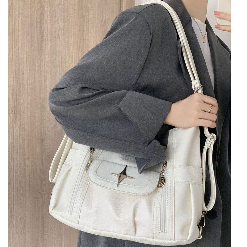 Сумка на одно плечо, простая вместительная Повседневная универсальная сумка для женщин, высококачественный мессенджер, роскошный эксклюзивный кросс-боди