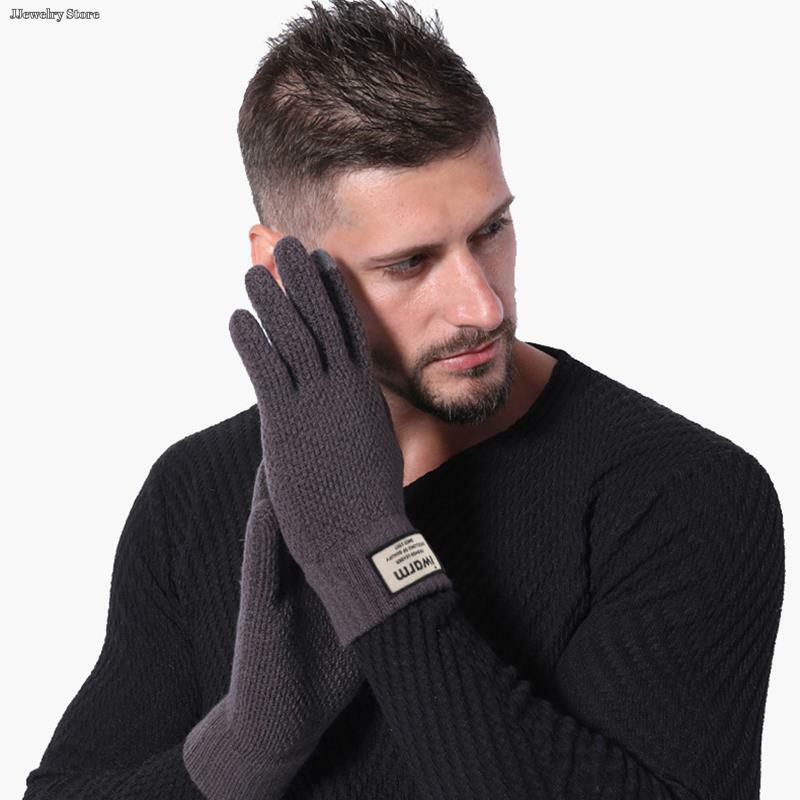 Женские плотные шерстяные вязаные велосипедные перчатки для вождения новые мужские теплые перчатки с закрытыми пальцами зимние двухслойные перчатки для сенсорного экрана