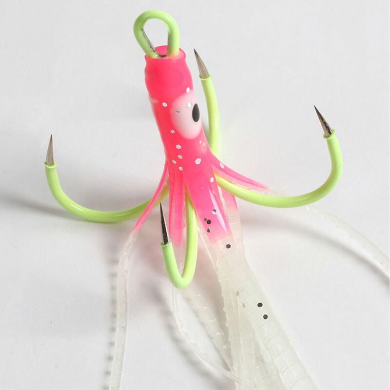 6/10 Stuks Kunstmatige Anker Haak Octopus Inktvis Aas Vier Haak Vissen Haak Nachtlampje Klauw Haak