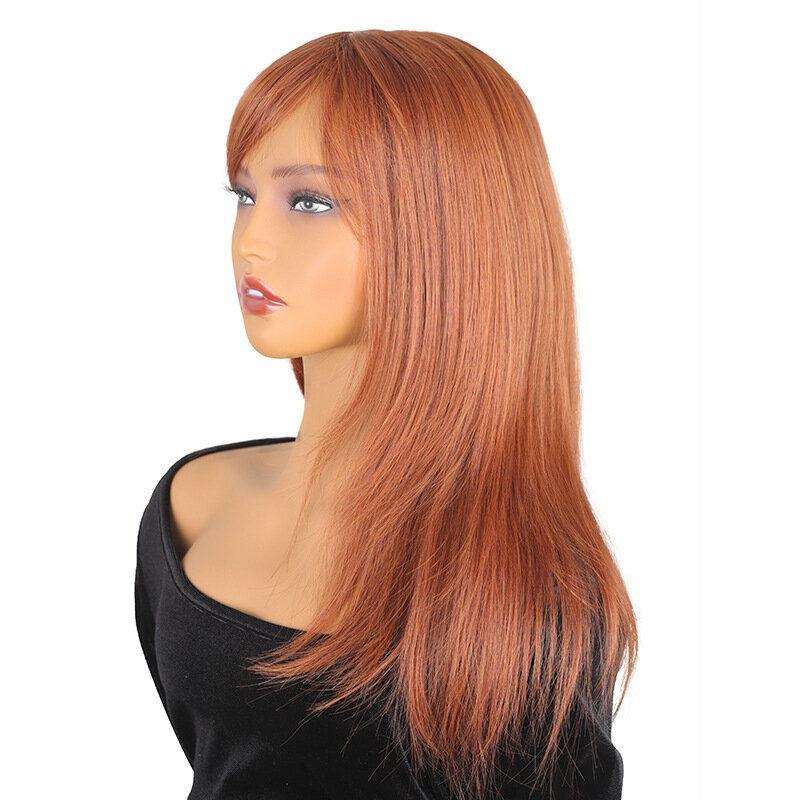 SNQP Wig rambut lurus Medium 46cm Wig gaya Natural Fashion baru rambut Wig untuk wanita pesta Cosplay harian tahan panas