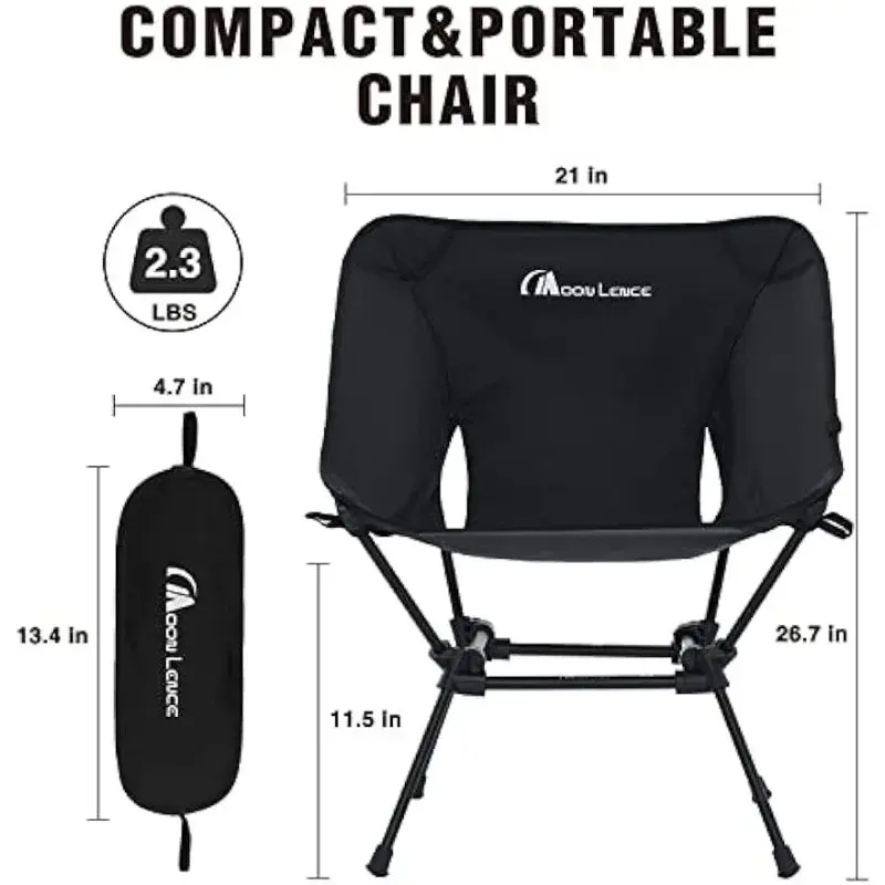 MOON LENCE-Cadeiras de acampamento portáteis, cadeiras para mochila, cadeiras dobráveis da 3ª geração, compactas e leves, 2 pacotes