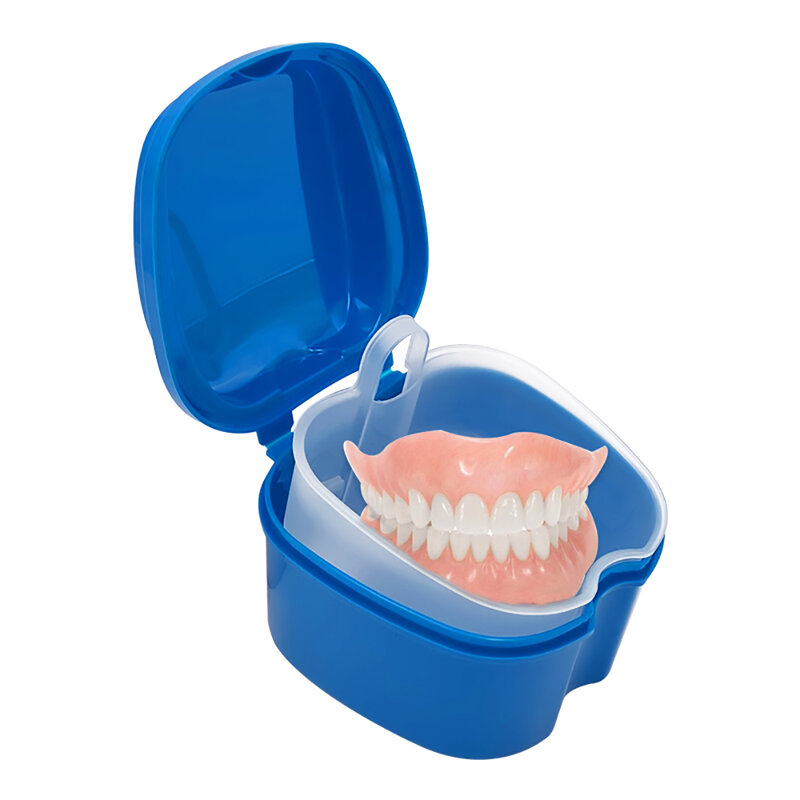 طقم أسنان حمام صندوق منظم الأسنان كاذبة الأسنان صندوق تخزين مع معلق صافي الحاويات تنظيف الأسنان حالات صناديق الأسنان الاصطناعية
