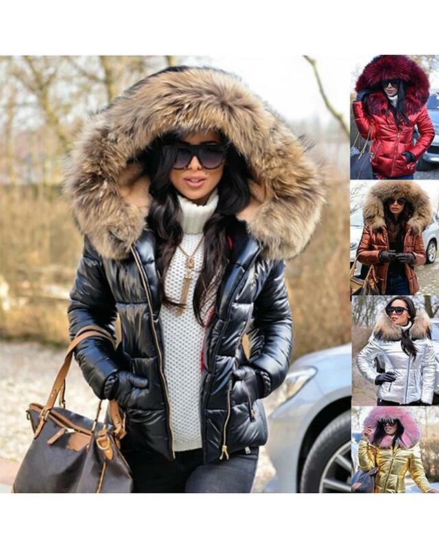 Winter Coat Women Solid Short Down Jacket Thick Warm Oversized Outerwear Faux Fur Hoodie Parkas Women Clothes Black Jacket 2023