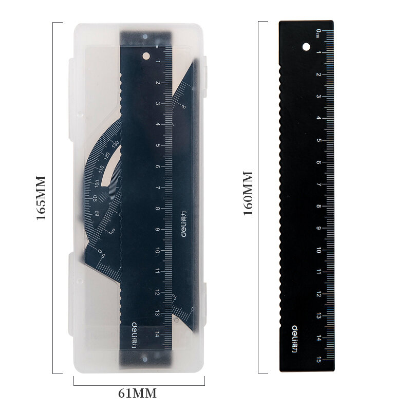 Deli-Regla de Metal de 4 unids/set, herramienta de medición de precisión portátil de 2 colores, 79510