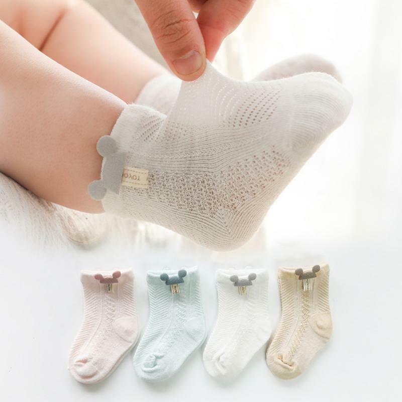 Chaussettes courtes en coton peigné pour enfants, décor de dessin animé 3D, chaussettes mignonnes et uniques pour bébé, chaussettes d'été ultra-fines pour bébé, maille, nouveau