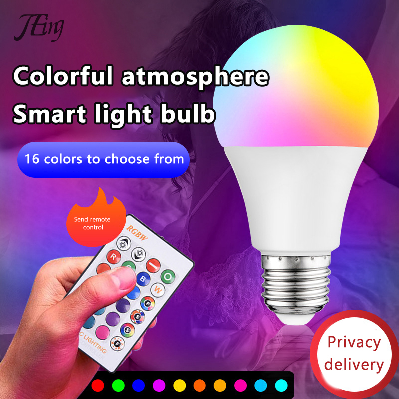 リモコン付きrgb LED電球,調光可能,調光可能,カラー,調光可能,e27, 220v, 5/7/10/15/20/30w