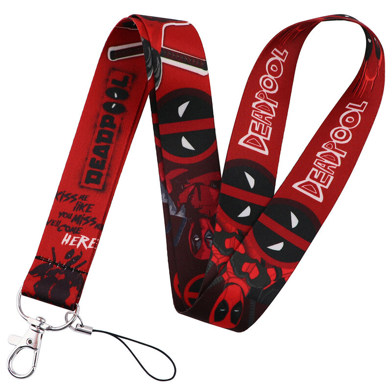 D1173 Anime Deadpool Lanyards For Key Neck Strap Lanyards ID Badge Holder Keychain Key Holder Hang Rope Keyrings Accessories