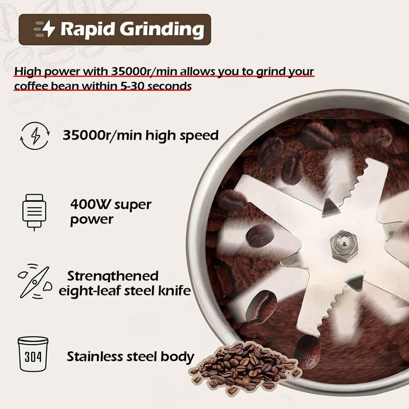 コーヒーグラインダーキッチンシリアルナッツ豆スパイス穀物グラインダー機多機能家庭用コーヒーグラインダー