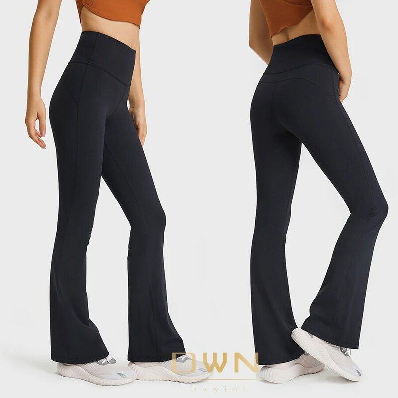 Pantalone svasato a vita alta con scanalatura da 32.5 ''-pantaloni da Yoga Slim elasticizzati morbidi a quattro vie con tasca posteriore con cintura Drop-in