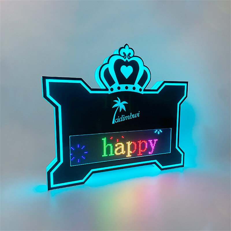 Rechargeable Digital LED Crown Shape Programmable Message Board LED Luminous Service Letter Message Sign for Night Club Decor