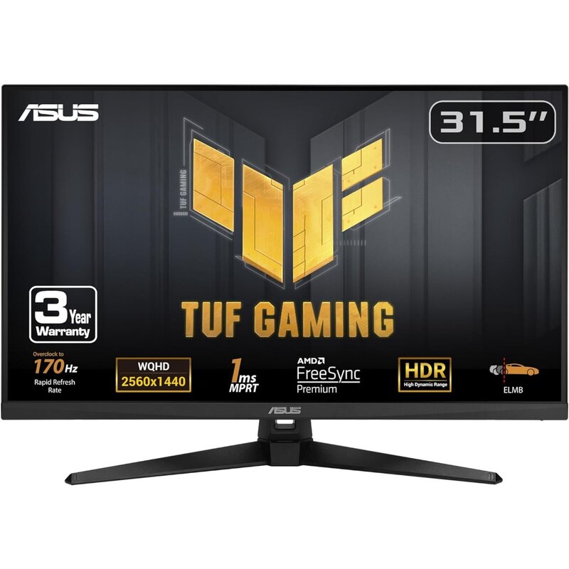 Monitor TUF Gaming 31.5 "1440P HDR (muslimb)-QHD (2560x1440), 170Hz, 1ms, sfocatura estrema a basso movimento