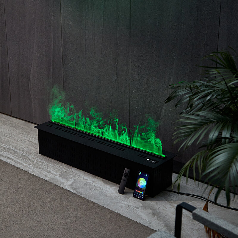 Trwałe sterowanie głosowe AI 7 kolorów płomienia LED mgła wodna wkładki kominkowe kominek elektryczny z funkcja odliczania czasu