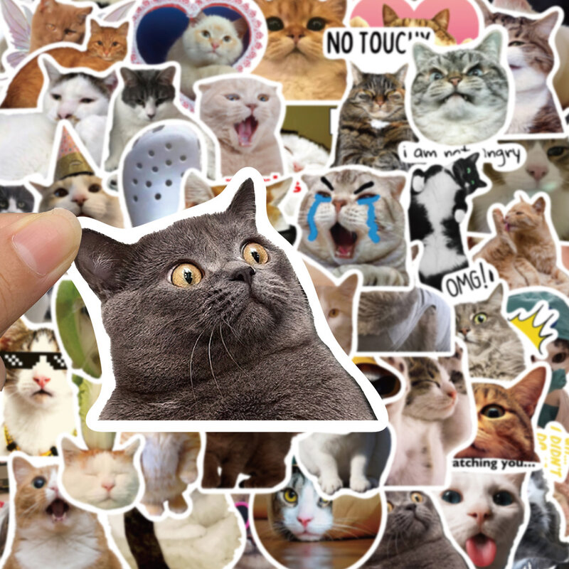 10/30/50 buah stiker kartun kucing hewan lucu stiker Laptop dekoratif tahan air casing ponsel mainan stiker anak-anak lucu