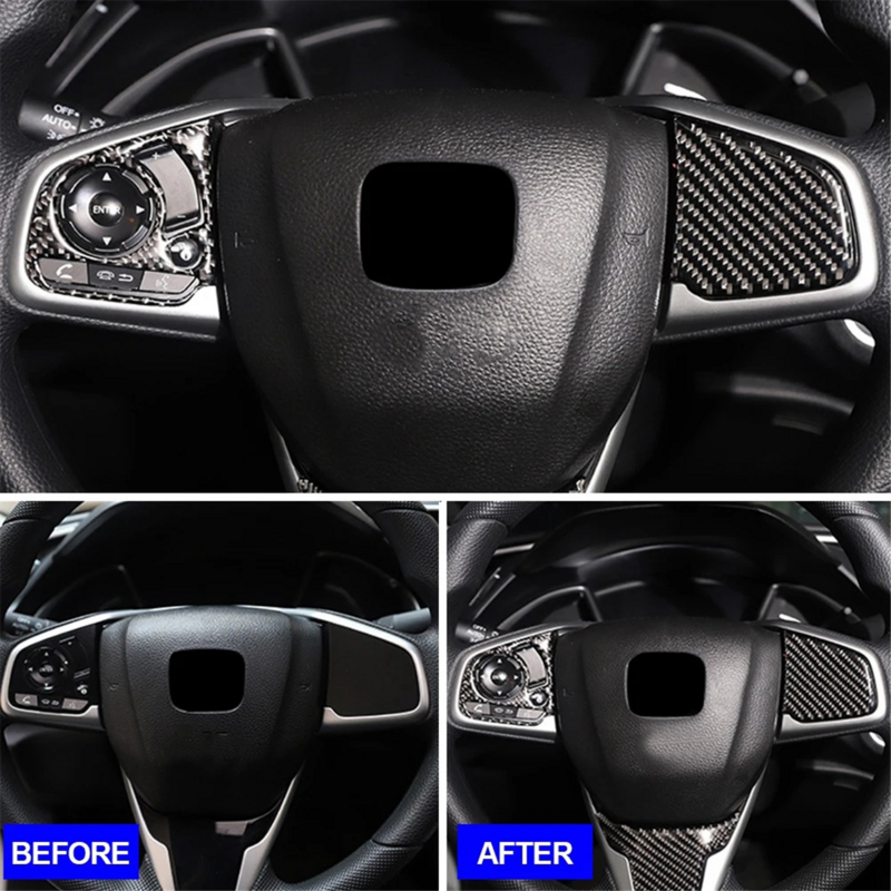2 szt. Stylizacja pokrywa panelu kierownicy z włókna węglowego dla Honda Civic 10Th Gen 2016 2018 2019 2020 2021