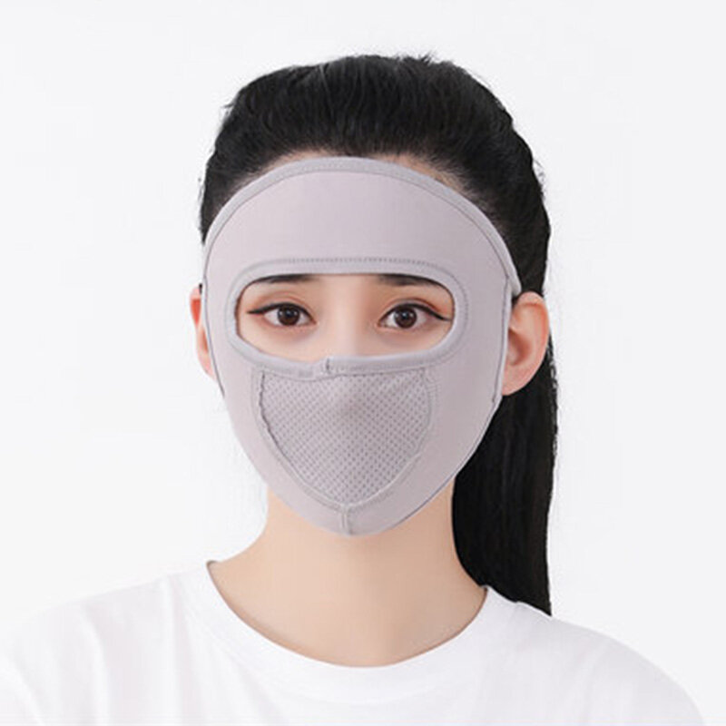 Masker Tabir Surya Sutra Es Musim Panas Penutup Wajah Penuh Tipis Pelindung Leher Perlindungan Uv Bernapas Tahan Debu Masker Telinga Gantung Luar Ruangan