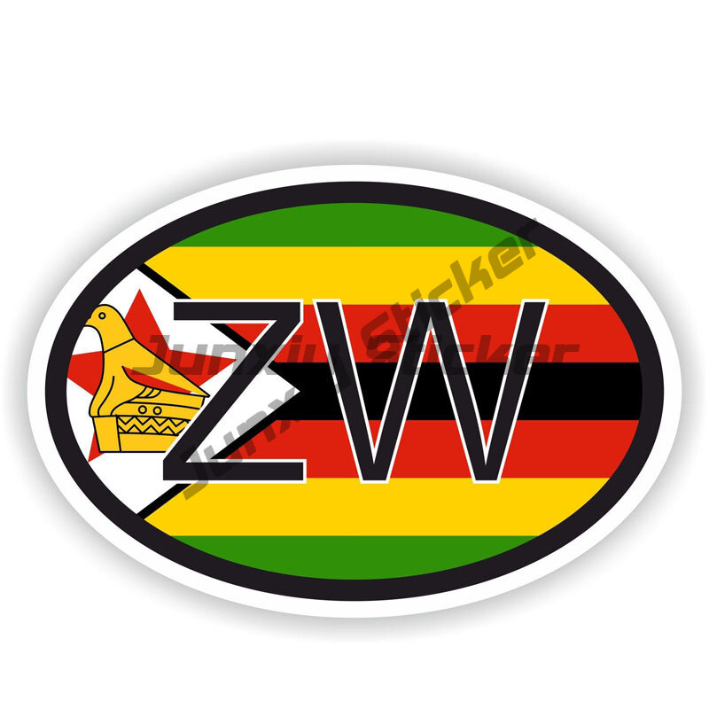 แต่งรถ Zimbabwe ZW สติ๊กเกอร์ติดผนังลายธงหน้าต่างประเทศรหัสประเทศสำหรับติดแล็ปท็อปเคสติดหมวกกันน็อคมอเตอร์ไซค์กันน้ำด้านนอก