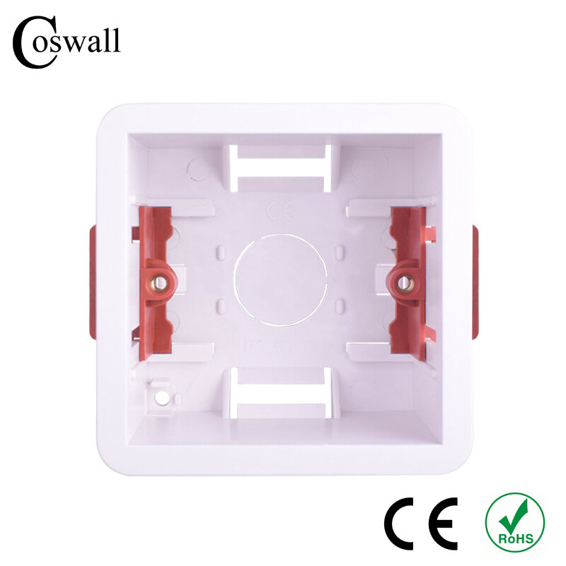 Coswall-1 Gang Dry Forro Wall Switch Box, Gesso Board, Drywall, Gesso cartonado, Profundidade de 46mm, 34mm, Tomada de parede Cassete