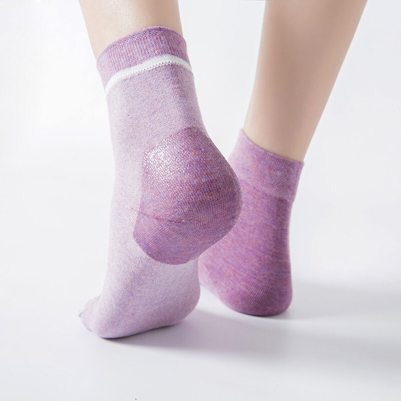 Силиконовые Увлажняющие гелевые носки на пятке, носки с треснувшей ногой, Женская сухая защита, Женские однотонные хлопковые носки с низкой трубкой для спа, 5 цветов, s