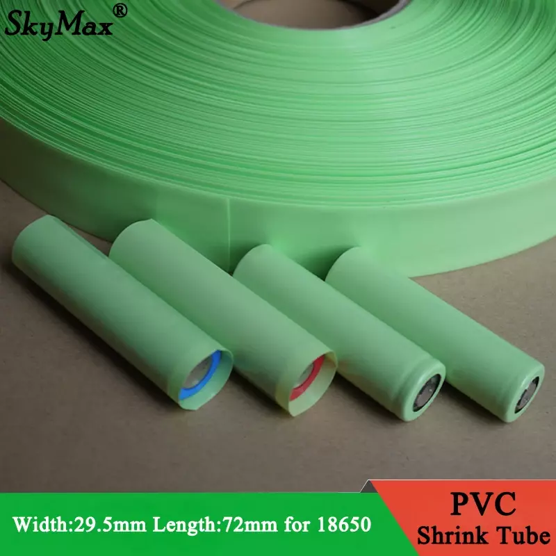 PVC Heat Shrink Tube para Bateria Lipo, filme isolado, Protect Case, Sleeve, Precut Largura 29.5mm x 72mm, 18650, 20, 50, 100, 500Pcs