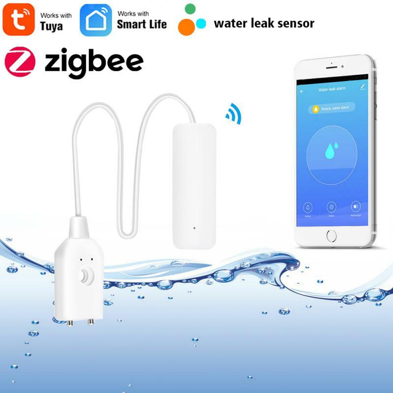Tuya Zigbee Water Leakage Alarm Water Leak Sensor Detector Flood Alert Overflow Security Alarm System Works With Zigbee Gateway