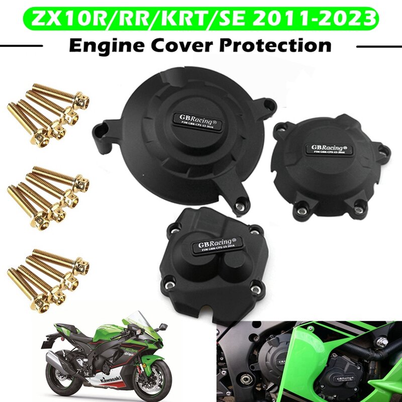 Sarung pelindung mesin sepeda motor, sarung pelindung mesin motor balap GB untuk KAWASAKI ZX10R / RR / KRT/SE 2011-2023