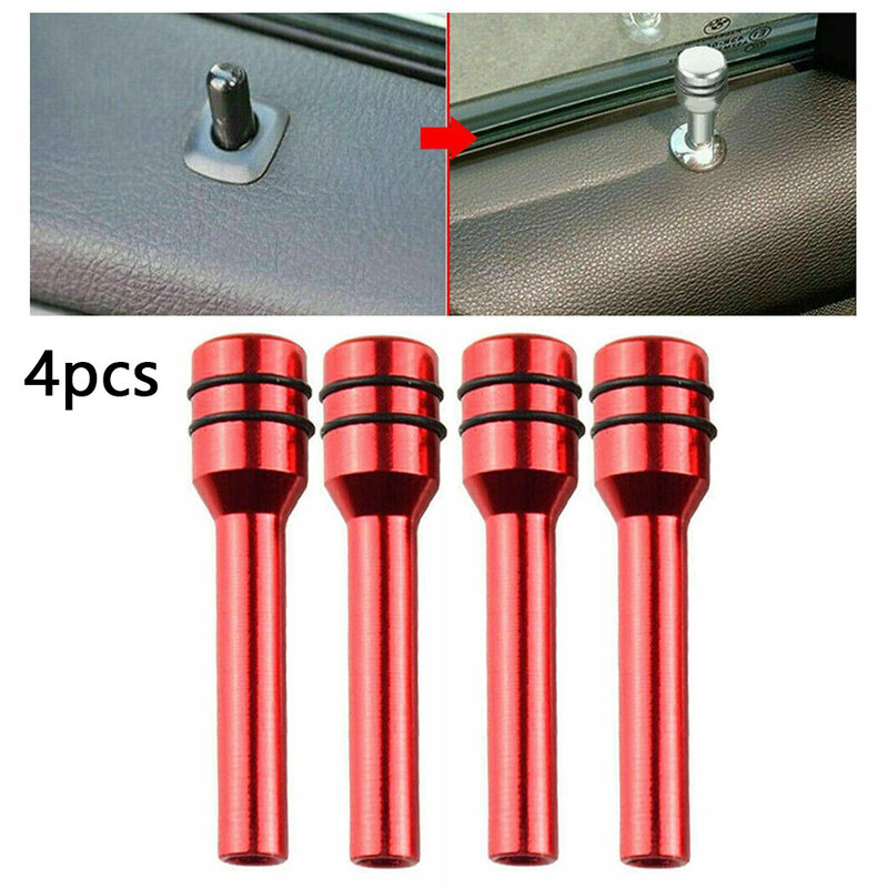 4 buah paduan kunci pintu mobil Pin kunci sekrup tombol perak/merah/hitam untuk mobil truk SUV Trailer Universal Aksesori Interior mobil