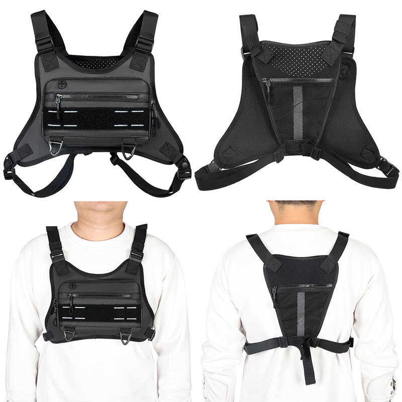 Bolso de pecho deportivo Unisex con correas ajustables, chaleco delantero ligero, bolsa de gran capacidad, bolsa de escalada para ciclismo al aire libre