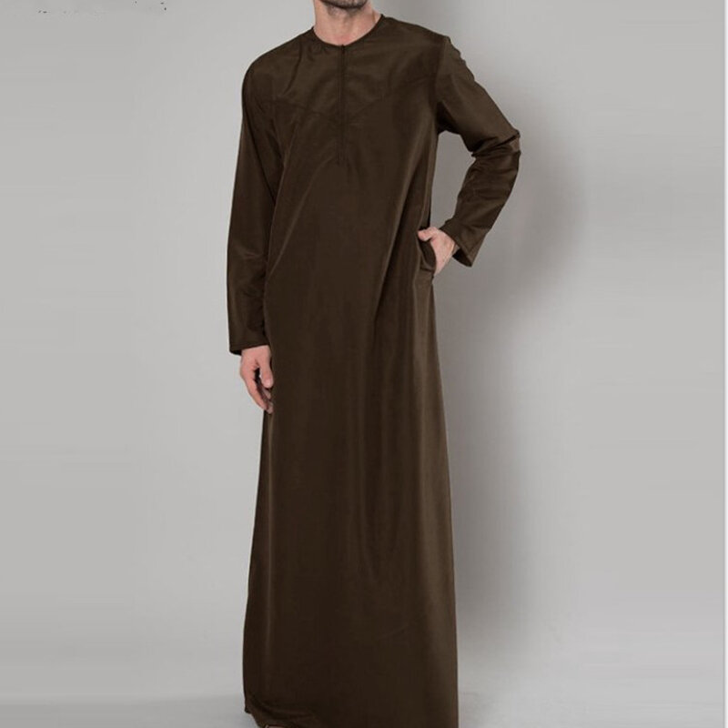 2024 neue muslimische lose Reiß verschluss Robe Nahost Arab Dubai schwarz Langarm islamische Kleidung Vintage lässig lose Robe