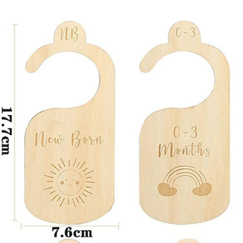 7 Pieces Baby Closet Dividers from Newborn to 24 Months for Bedroom Closet Wooden Clothes Organizers Baby Clothes Size Hanger