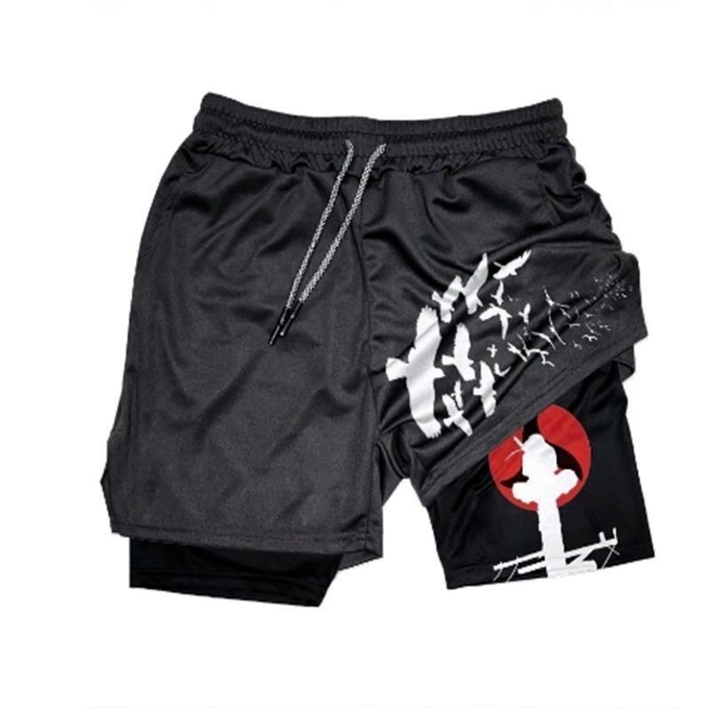 Pantalones cortos deportivos de camuflaje para hombre, Shorts 2 en 1 de secado rápido para entrenamiento, gimnasio, Fitness, trotar, Verano