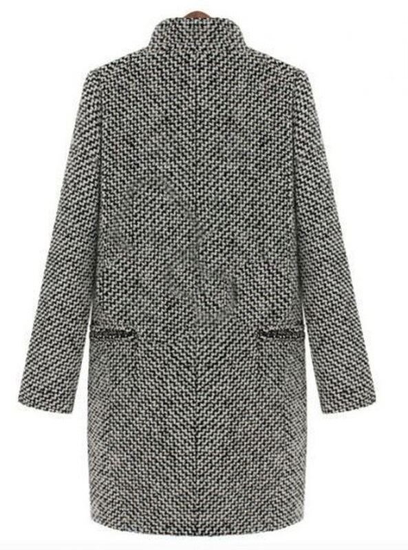 S-4XL-abrigos informales de manga larga para mujer, ropa de abrigo con cuello en V y un solo botón, color gris, Otoño e Invierno