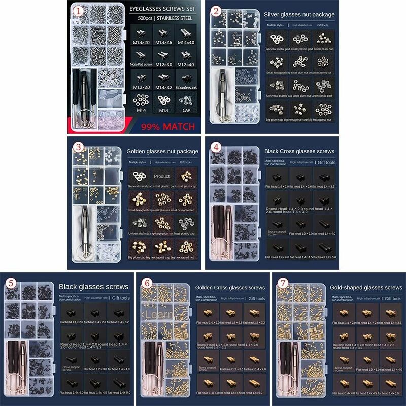 Óculos De Sol Repair Tool Kit, Conjuntos De Parafusos, Chave De Fenda, Óculos Reparando Conjunto, Porca De Parafuso