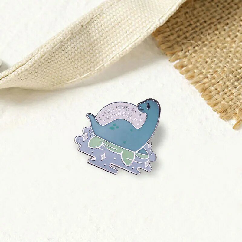 Cute Cartoon Swimming Dinosaur Fashionable Creative Cartoon Brooch Lovely Enamel Badge Clothing Accessories