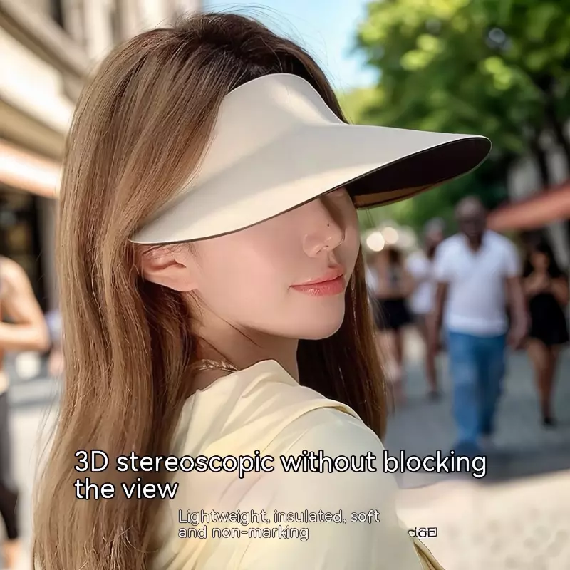 Chapéu protetor solar dobrável sem costura feminino, boné oco anti-ultravioleta para exterior, moda sombrinha, novo, verão