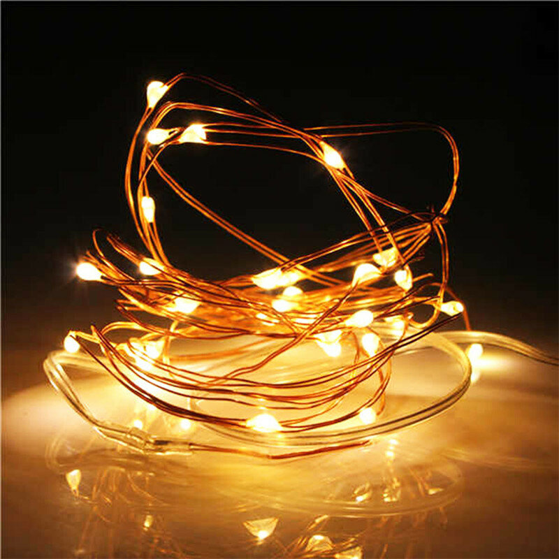 LED Copper Wire String Fairy Lights 1M 2M LED Christmas Garland  Waterproof Christmas Decoration for New Year Christmas