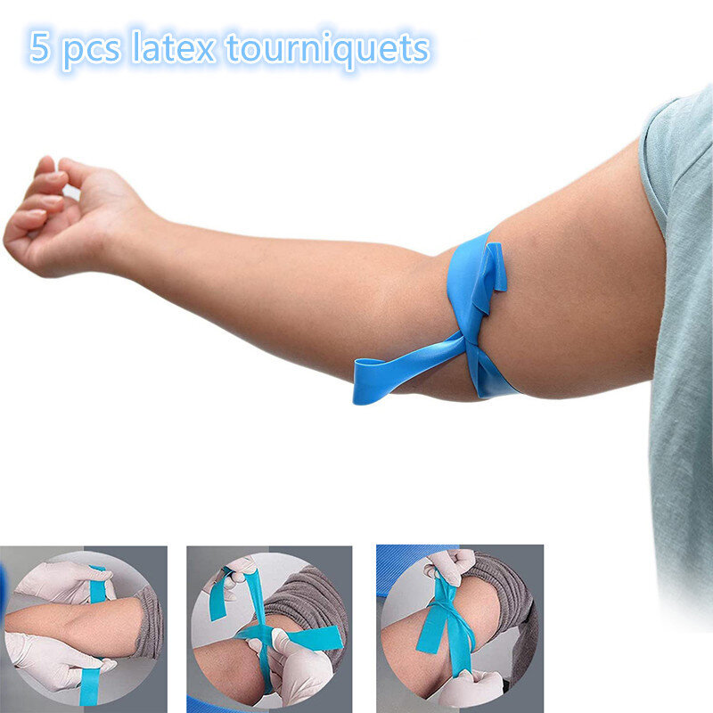 5 Rolls First-Aid Disposable-Tourniquets Latex Tourniquet Medical Tourniquet Necessities Stop Bleeding Strap 2.5m*45cm