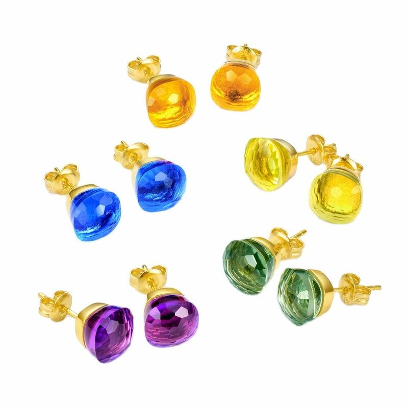 ALLNOEL-Boucles d'oreilles carrées en cristal et argent regardé 925 pour femme, bijoux fins, style bonbon coloré vert Po, cadeaux, 9x9mm