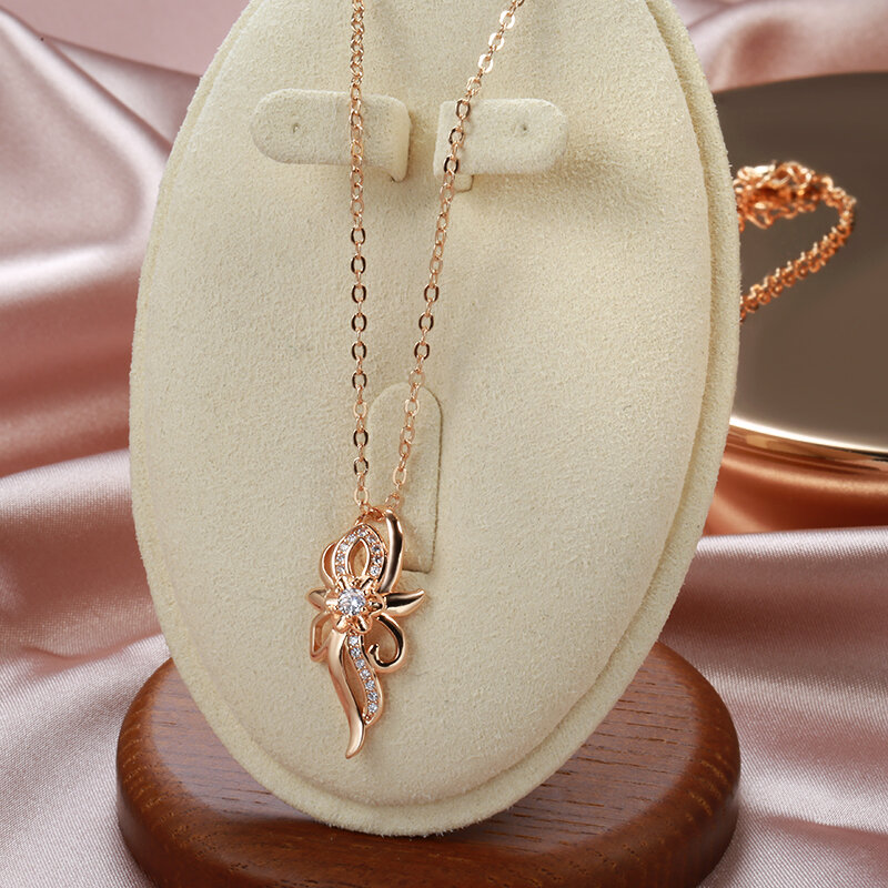 Женское ожерелье с подвеской SYOUJYO 585, классический дизайн золотого цвета с натуральным цирконием, Элегантные повседневные подходящие ювелирные украшения