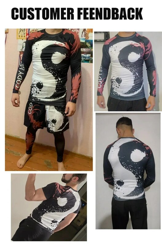Cody Men Martial Art Wear Compression Jiu jitsu gi Rashgard MMA Shorts Sportsuit Boxing Shirt Training Kits Bjj Rash Guard Suit