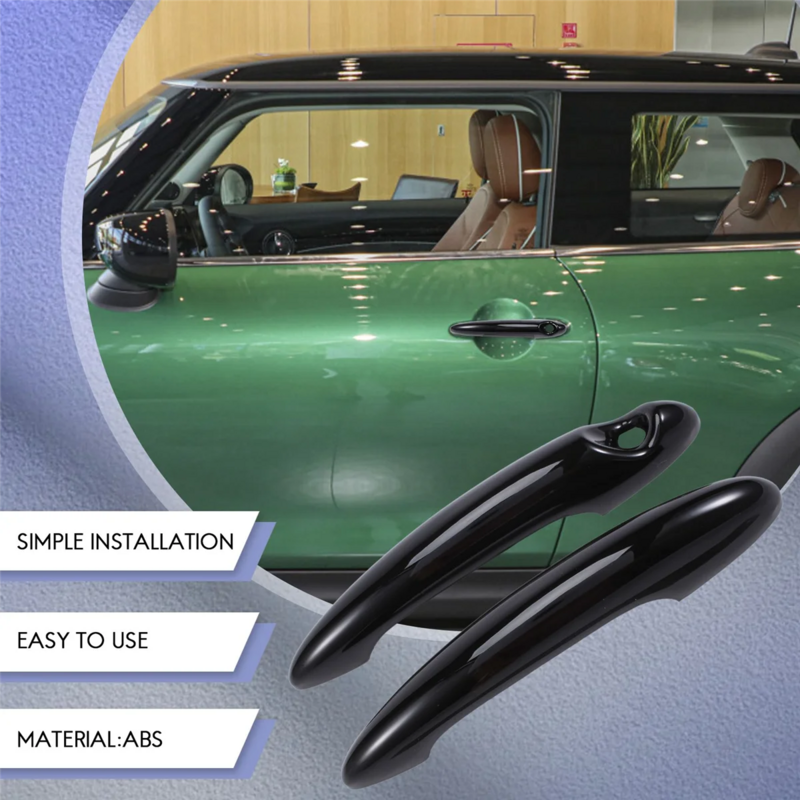 Copertura della maniglia della porta nera in ABS da 2 pezzi per MINI Cooper S R50 R53 R56