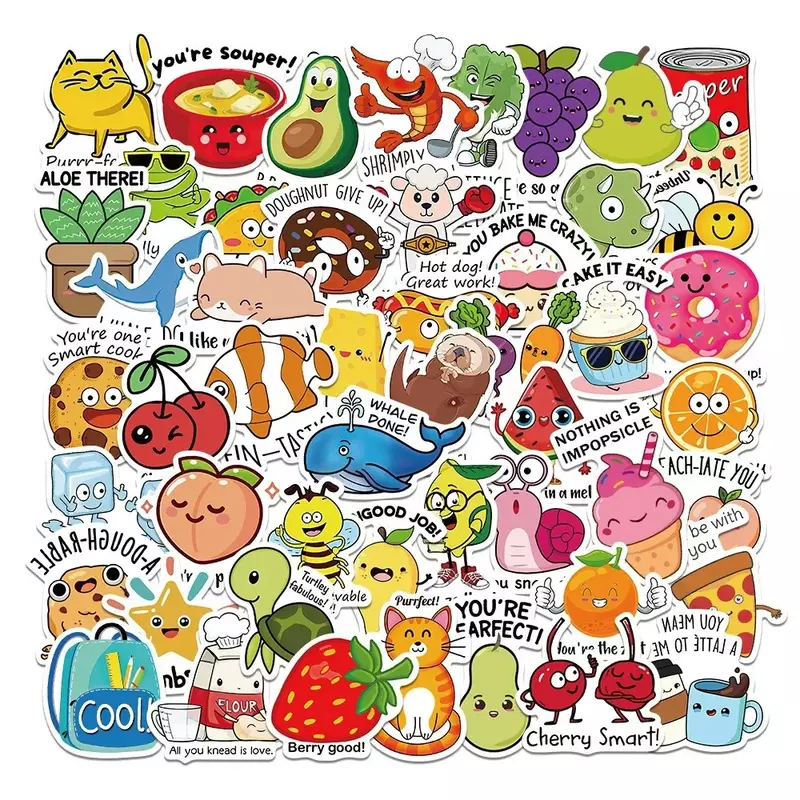 50Pcs Cute Cartoon Reward Sticker insegnante incoraggiamento studente cancelleria Sticker valigie telefoni adesivo decorativo