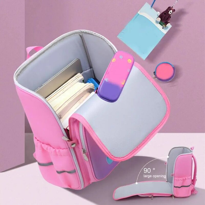 Saco de escola anti-risco do saco de livros do zíper liso resistente ao desgaste da proteção da coluna para estudantes da escola primária