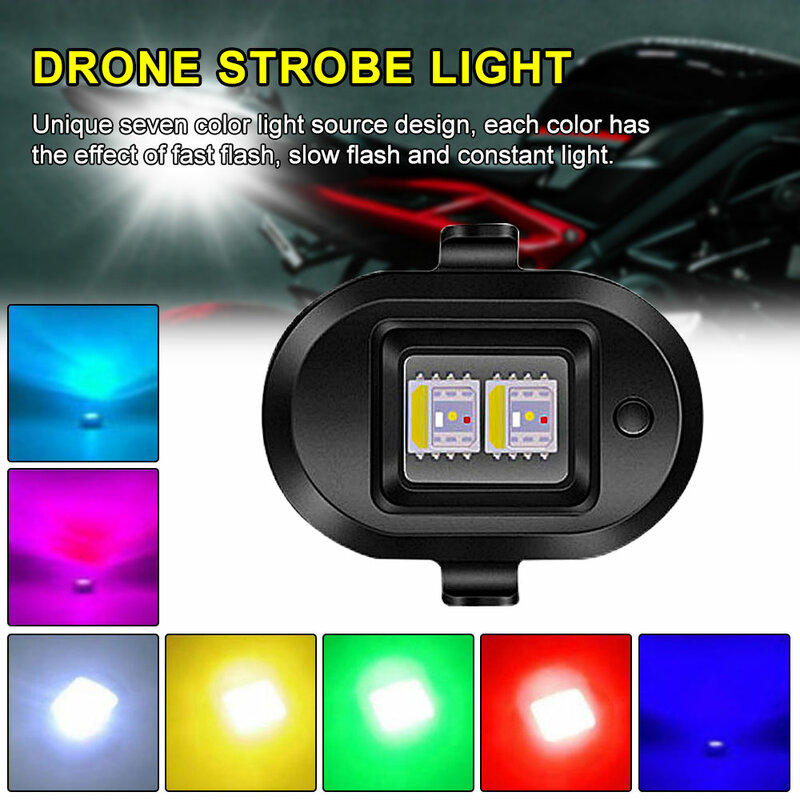 Luz estroboscópica Universal para avión/Dron, 7 colores, recargable por USB, luz trasera para bicicleta de montaña, señal de seguridad, luz de advertencia anticolisión
