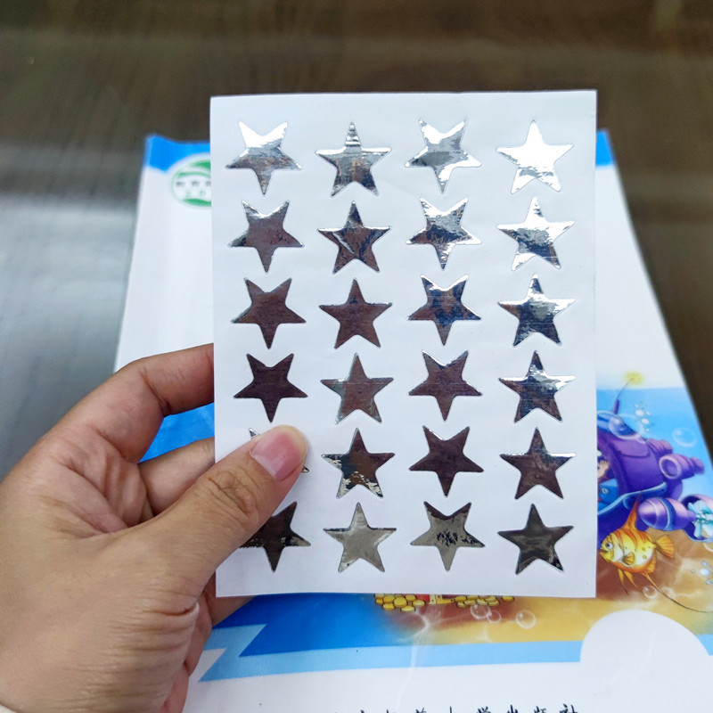 Autocollants étoile à cinq branches argentés, encouragent et récompensent les élèves du primaire, prient, 10 feuilles/paquet