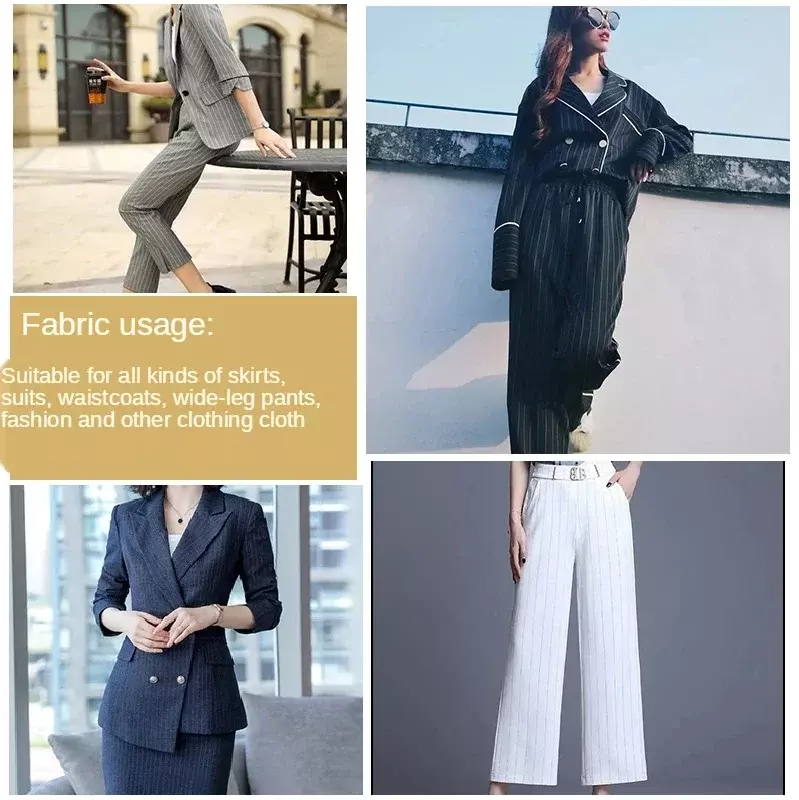 Elastic Striped Fabric Drooping Suit Pants Skirt Cloth Sewing Dress Stretch Polyester Spandex Anti-wrinkle Brocade Black Blue