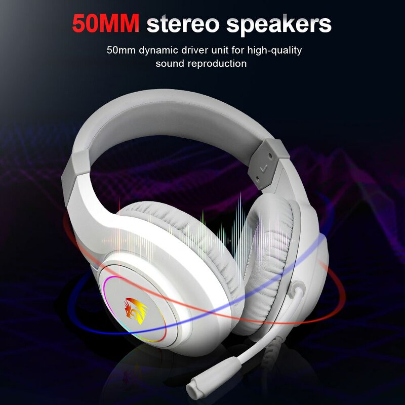 REDRAGON HYLAS H260 RGB Gaming Headphone,3.5mm Surround Sound Computer PC Headset Earphones Microphone for PS4 Switch Xbox-one